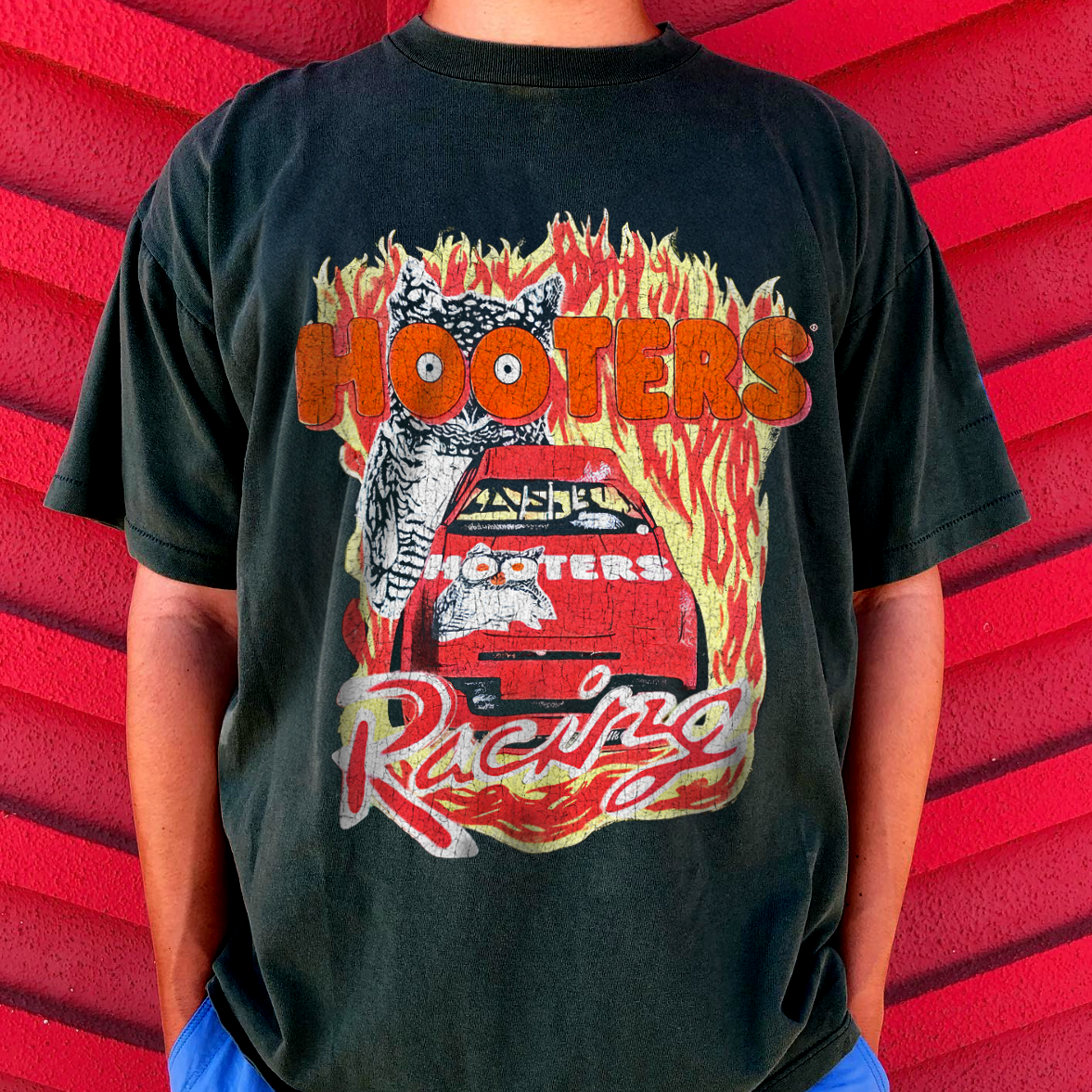Hooters Racing 90's Washed Black T-Shirt