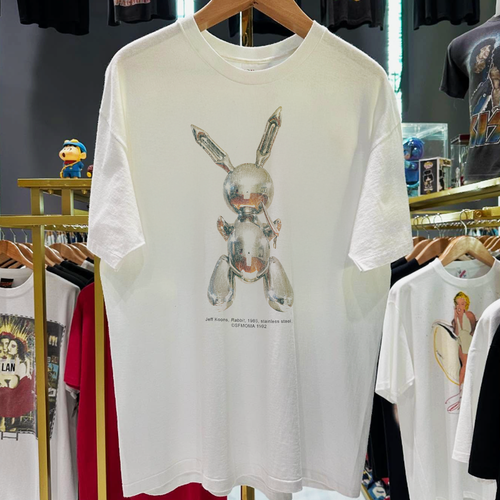 1992 Jeff Koons 'Rabbit' Sfmoma Promo Rare Washed White T-Shirt