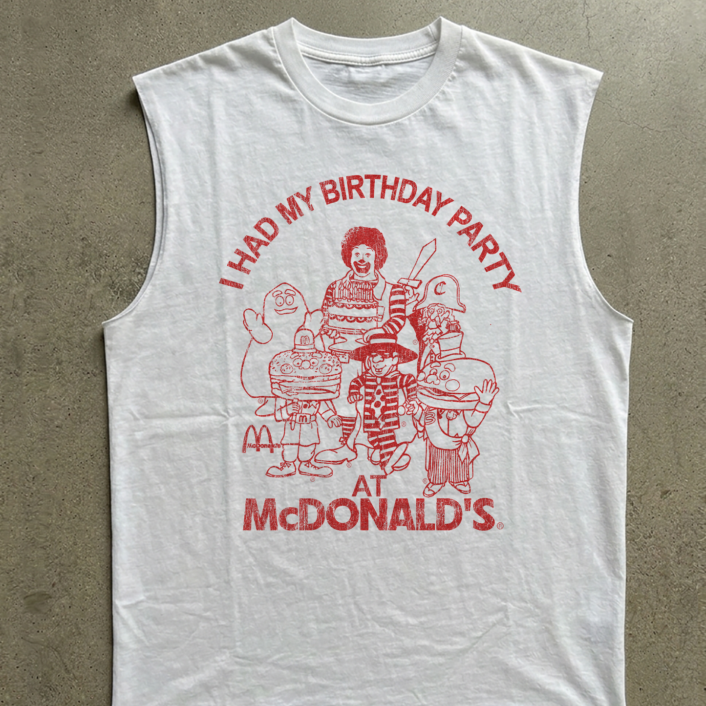 90s I Had My Birthday Washed White Cut Off Tee