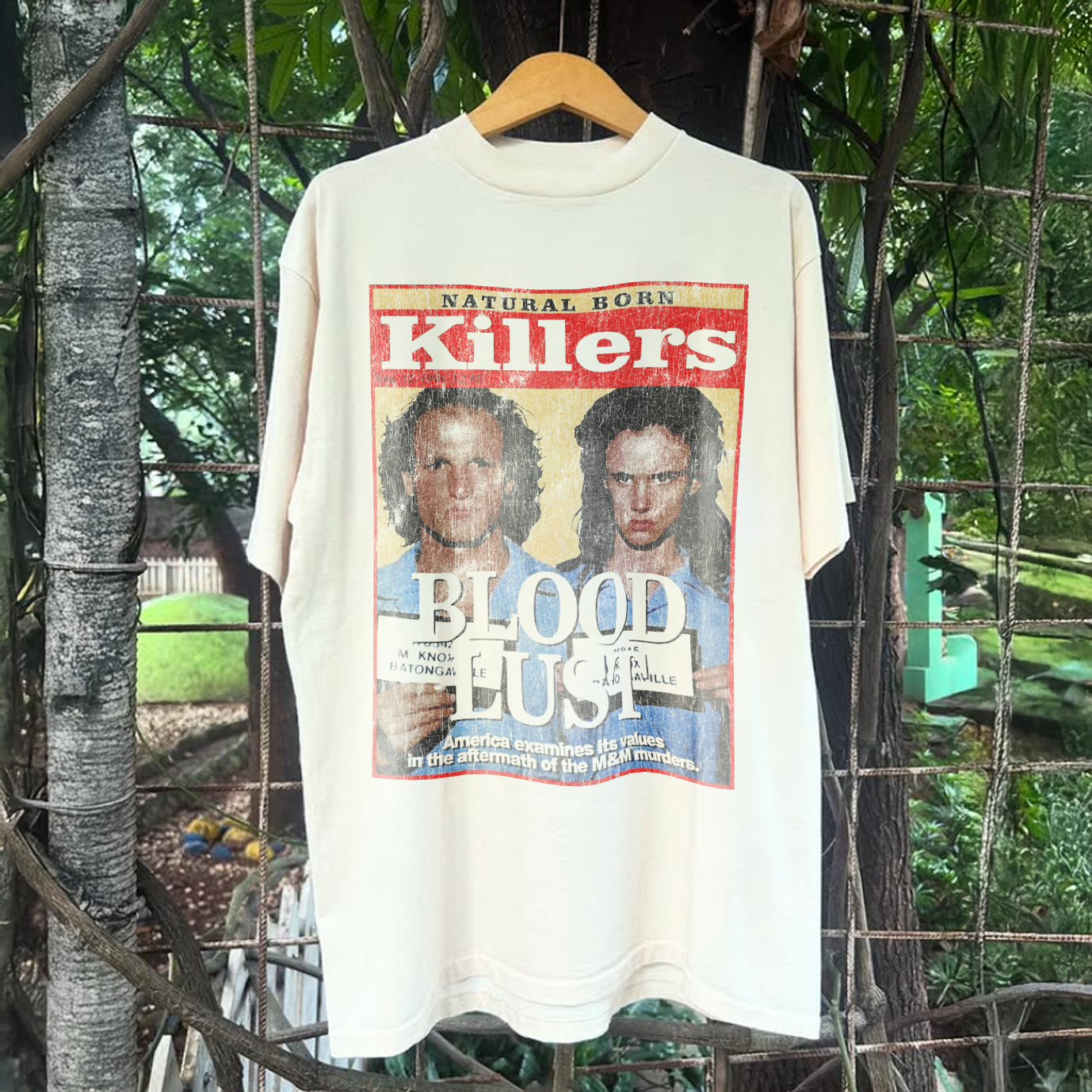 90s Natural Born Killers 'Blood Lust' Rare Washed White T-Shirt