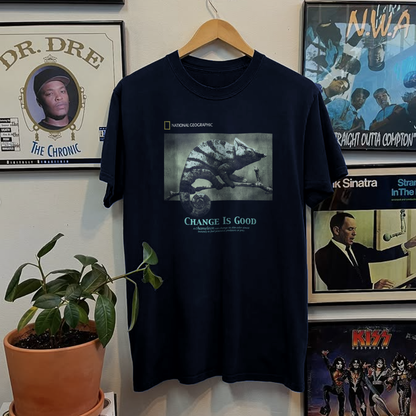 Rare Nat Geo Change is Good Washed Navy Tee