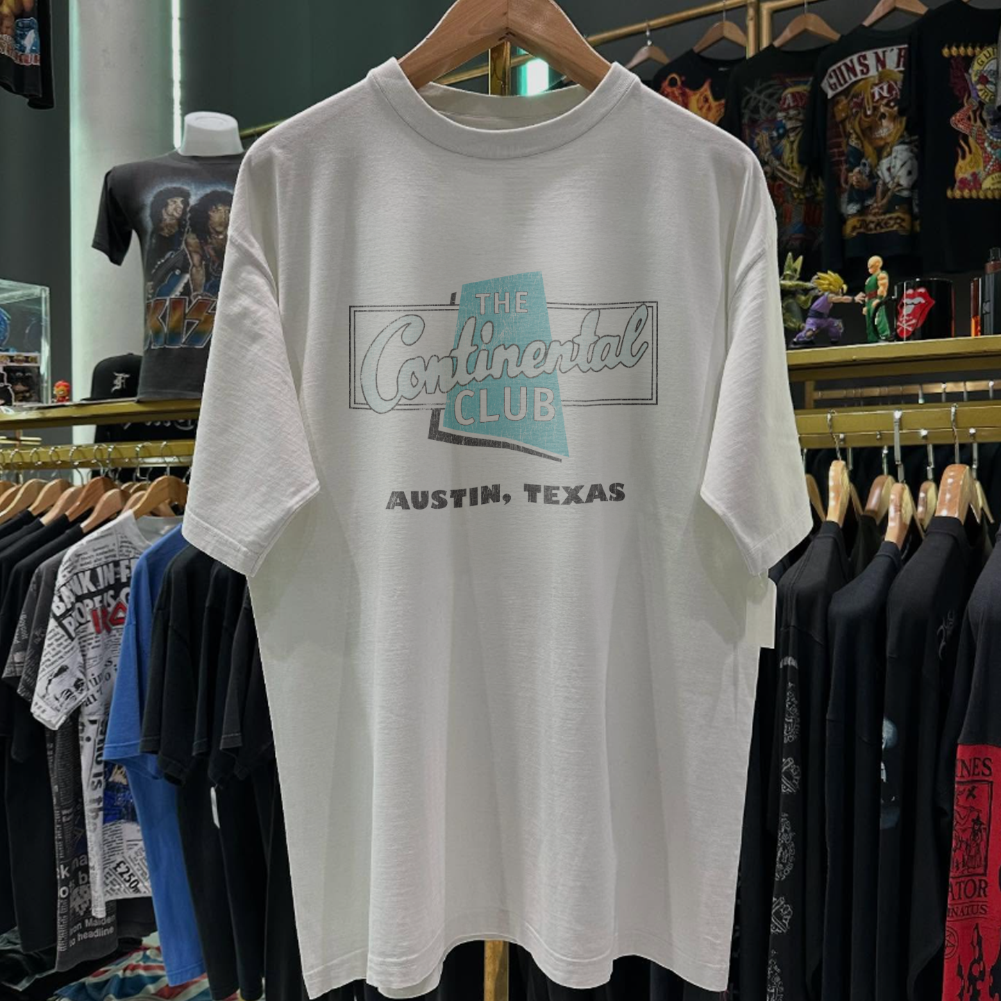 90S The Continental Club Austin Texas Rare Washed White T-Shirt