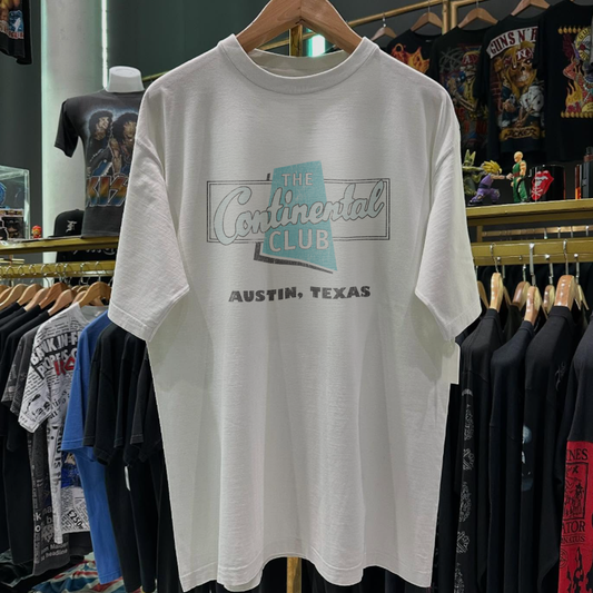90S The Continental Club Austin Texas Rare Washed White T-Shirt