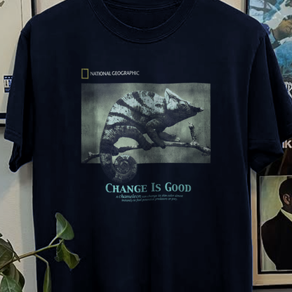 Rare Nat Geo Change is Good Washed Navy Tee
