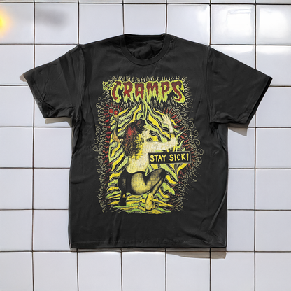 90 The Cramps Stay Sick Washed Black T-Shirt