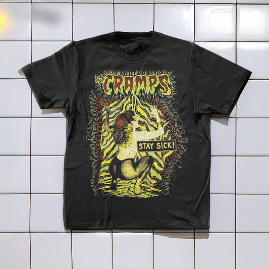 90 The Cramps Stay Sick Washed Black T-Shirt