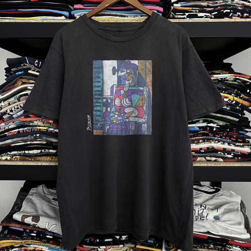 Vintage Picasso Woman Seated Before Window Washed Black Tee