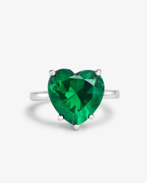 The Allison Heart Ring - Silver|Emerald