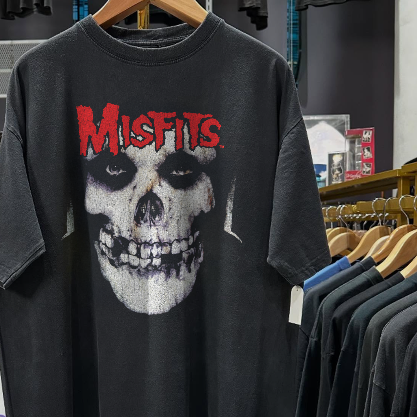95 Misfits Cyclopian Music Rare Washed Black T-Shirt