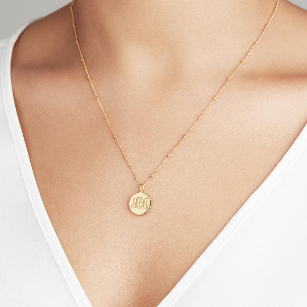 Rose Gold Large Engraved Disc Necklace