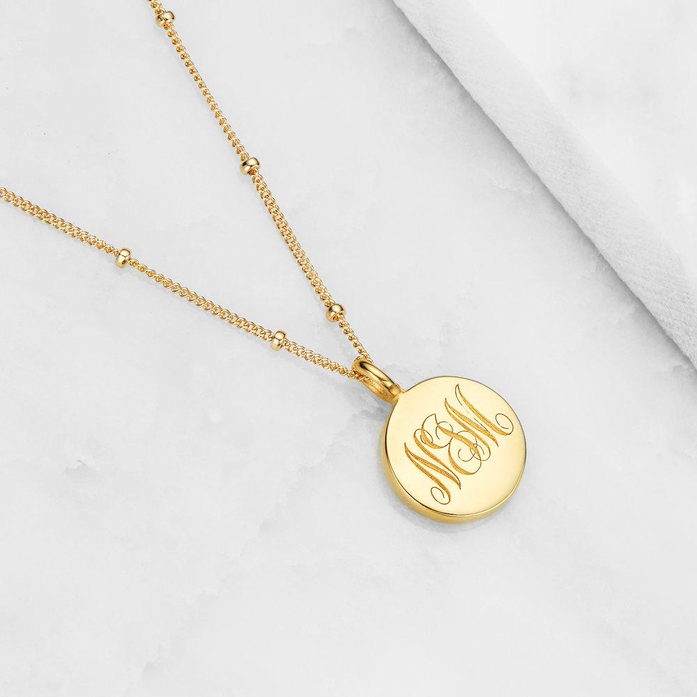 Rose Gold Large Engraved Disc Necklace