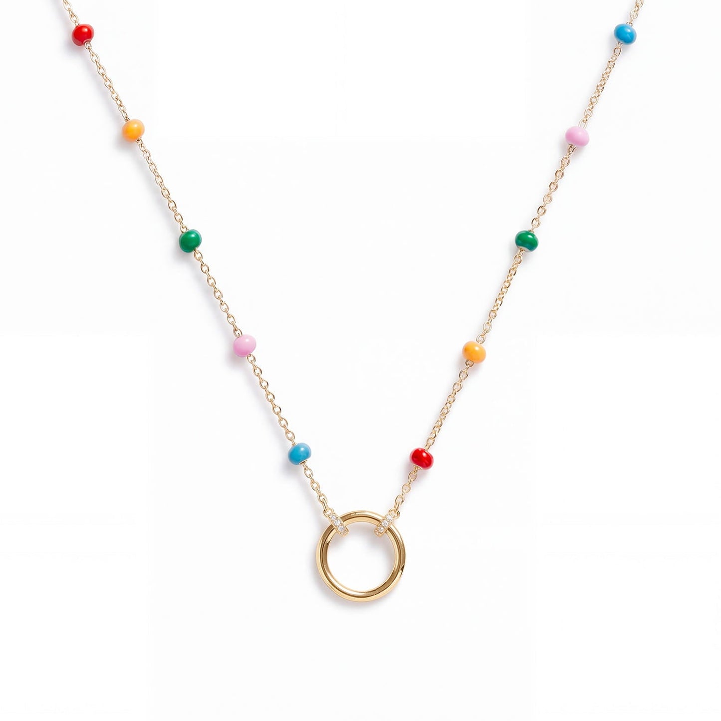 Multicolor Delicate Charm Keeper Necklace