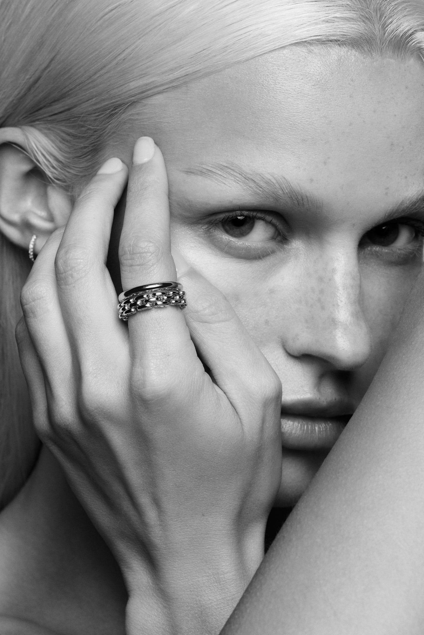 Margot Diamond Chain Ring | 18K White Gold
