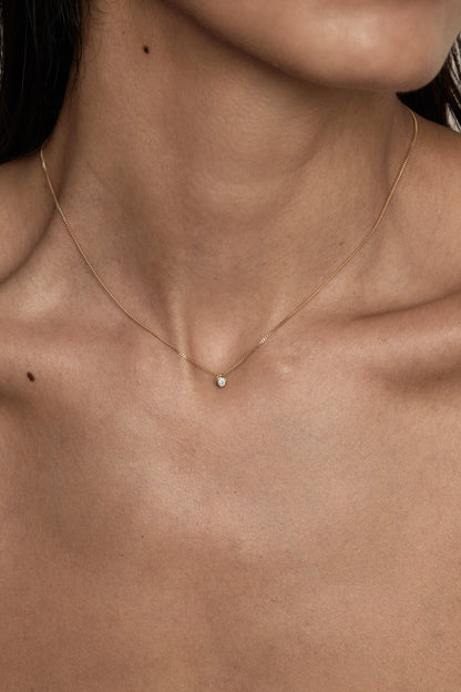 Mini Round Diamond Necklace | Gold