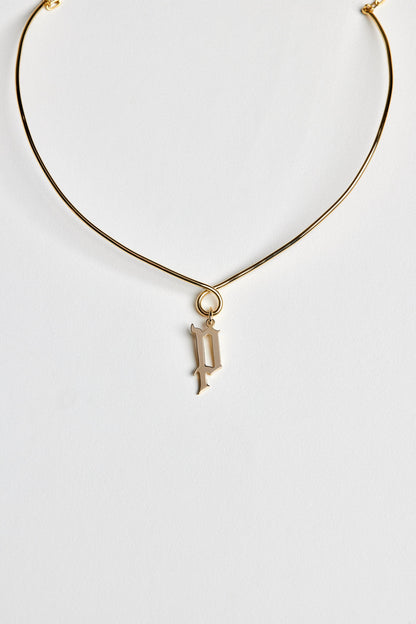 Omega Loop Necklace with Large Gothic Letter | 9K Yellow Gold