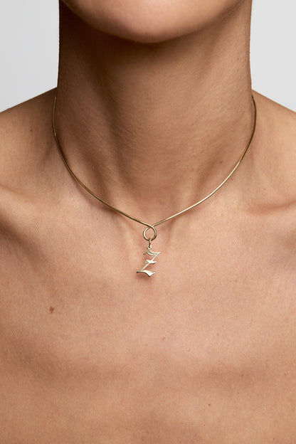 Omega Loop Necklace with Large Gothic Letter | 9K Yellow Gold