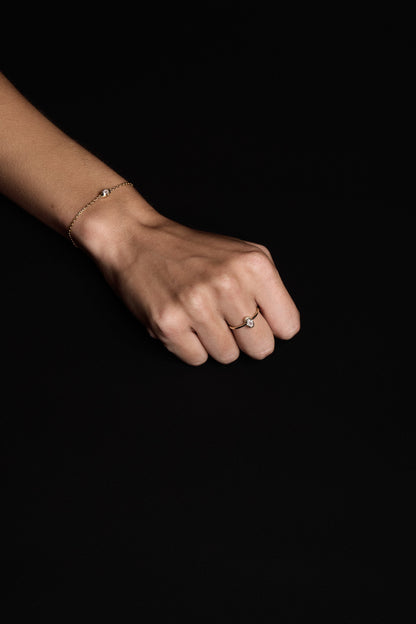 Mini Oval Diamond Ring | 9K Yellow Gold