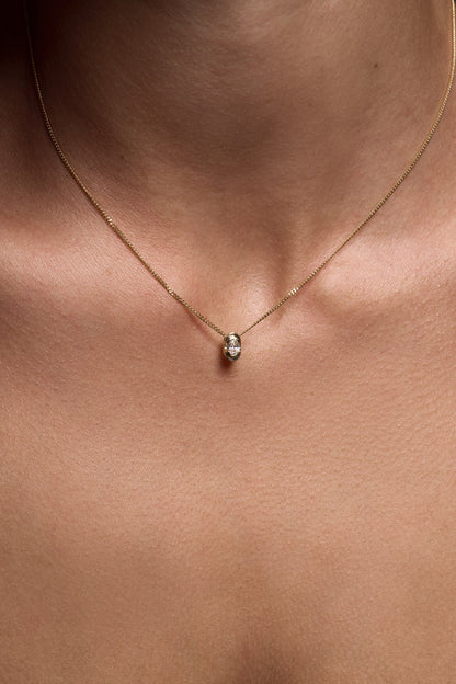Mini Oval Diamond Necklace | 9K Yellow or Rose Gold