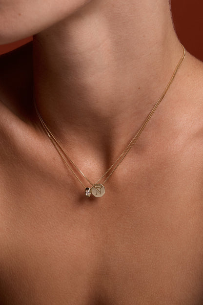 Mini Oval Diamond Necklace | 9K Yellow or Rose Gold