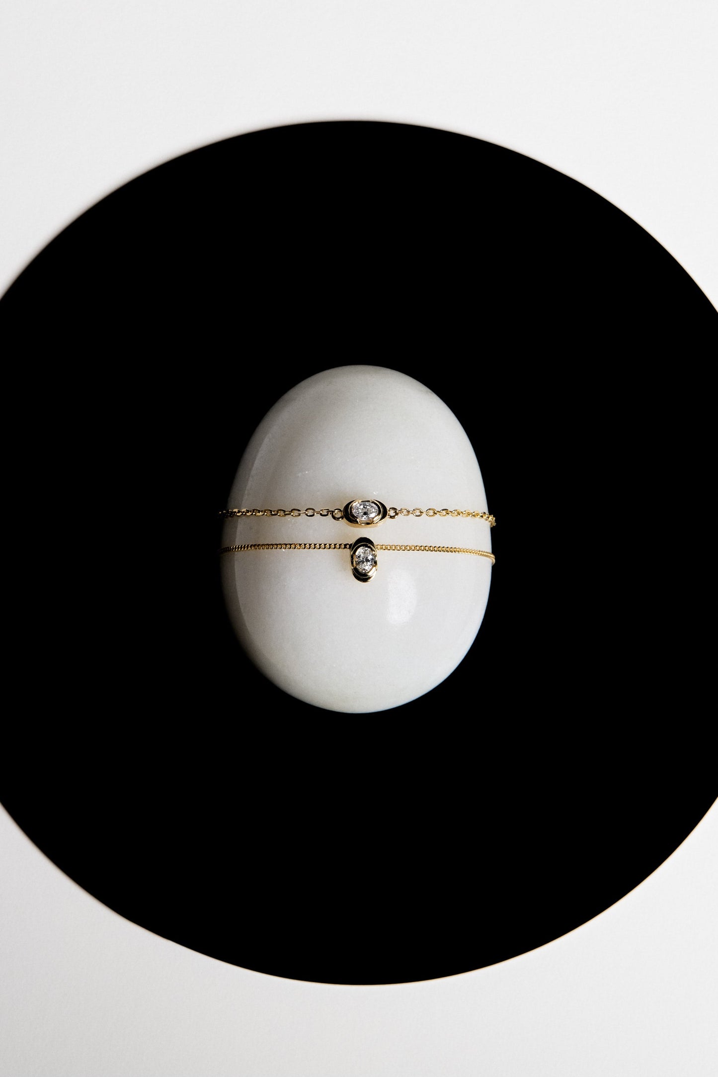 Mini Oval Diamond Necklace | White Gold