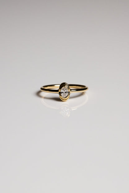 Mini Oval Diamond Ring | 9K White Gold