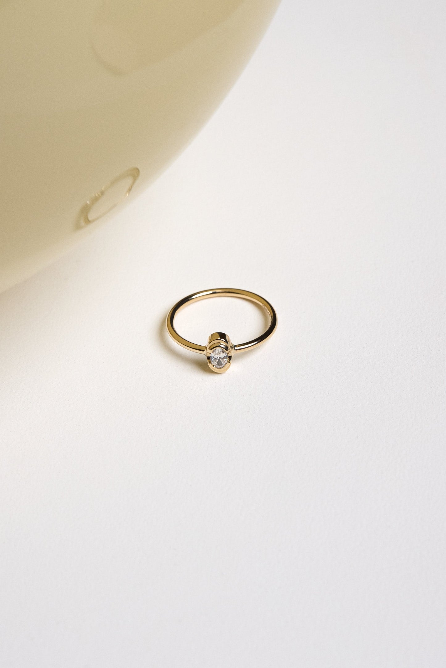 Mini Oval Diamond Ring | 9K Yellow Gold