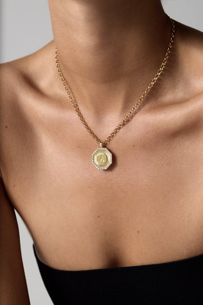 Diamond Halo Large Letter Attachment | 18K Yellow Gold
