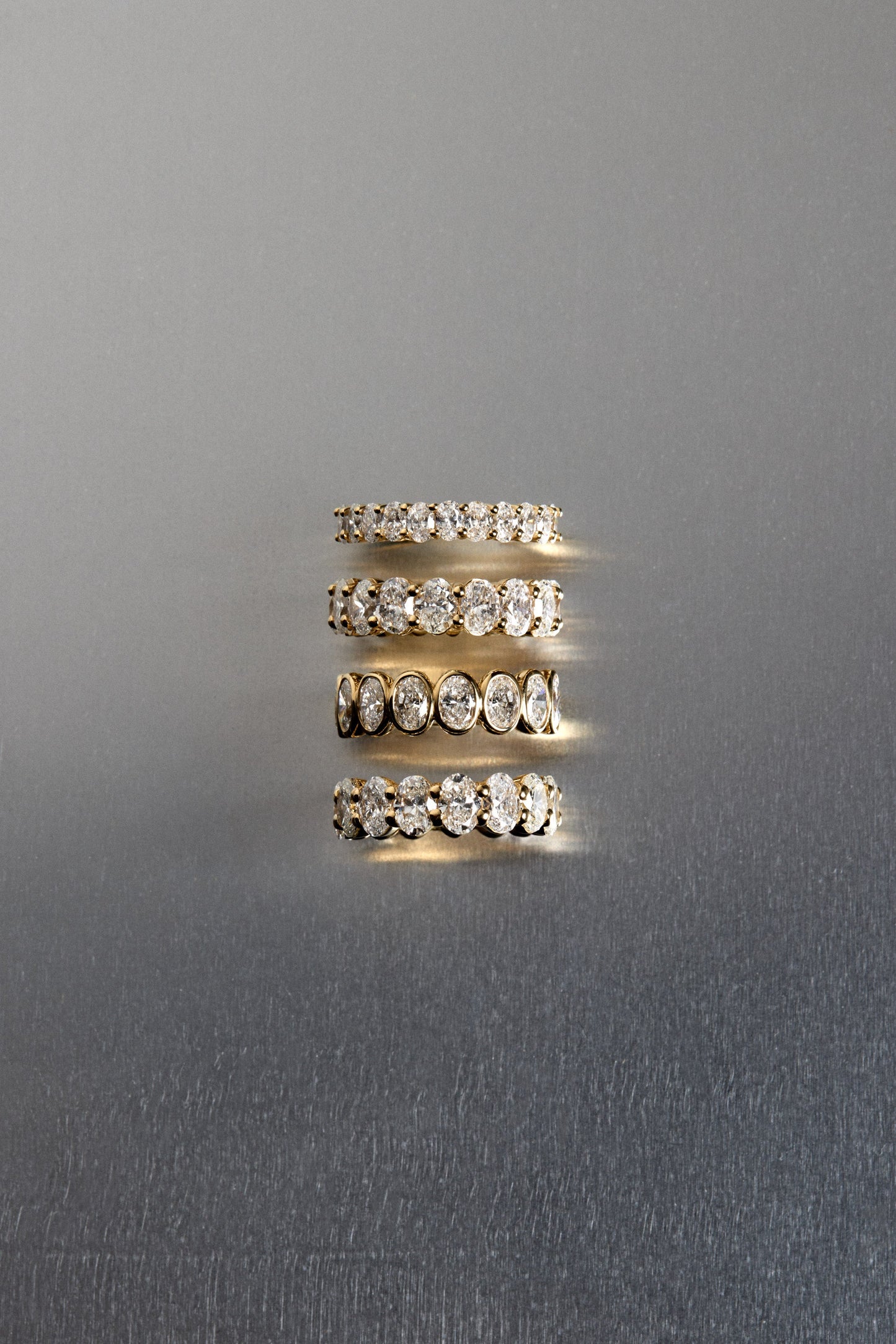 Oval Bezel Diamond Half Band | Gold