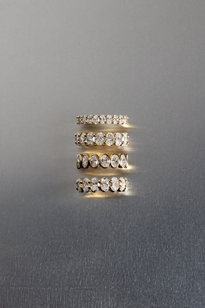 Oval Bezel Diamond Half Band | Gold