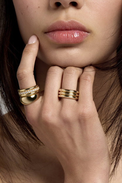 Triple Orielle Diamond Band | 18K Yellow Gold