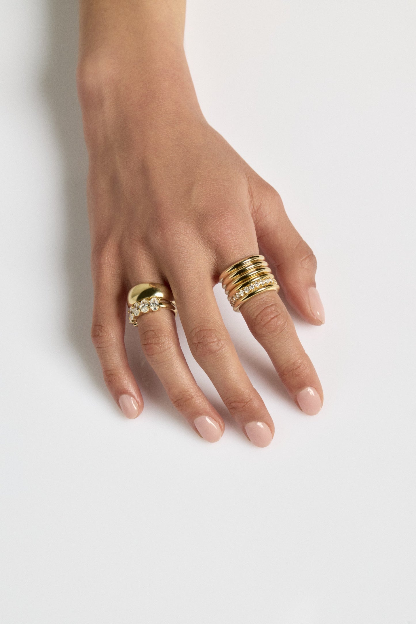 Triple Orielle Diamond Band | 18K Yellow Gold