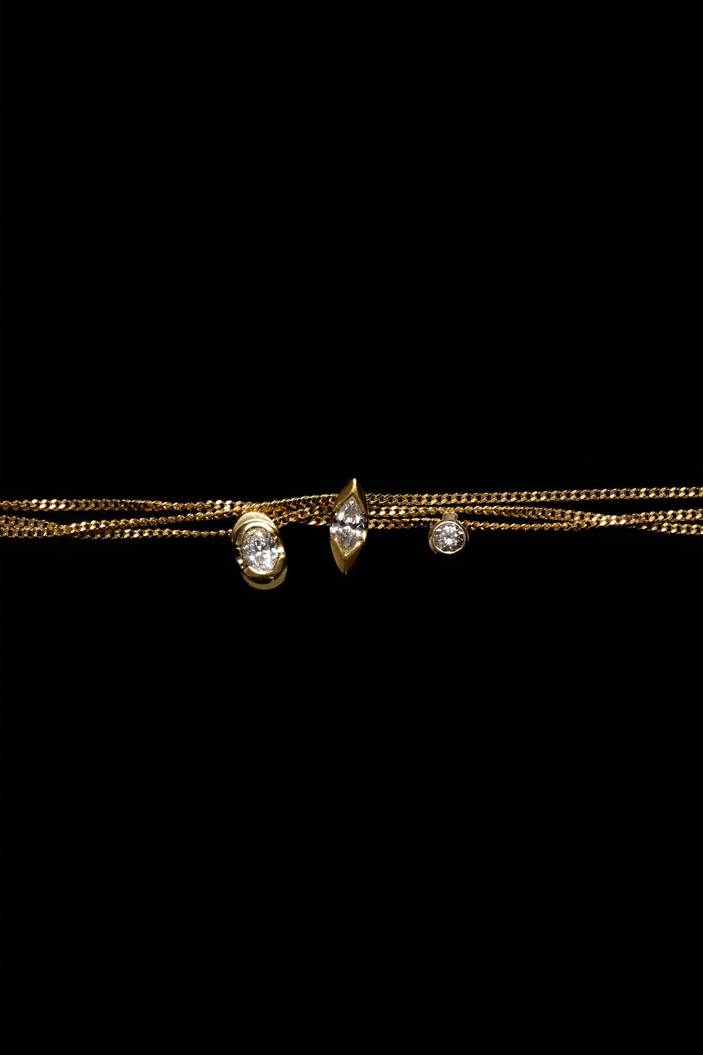 Mini Marquise Diamond Necklace | 9K Yellow or Rose Gold