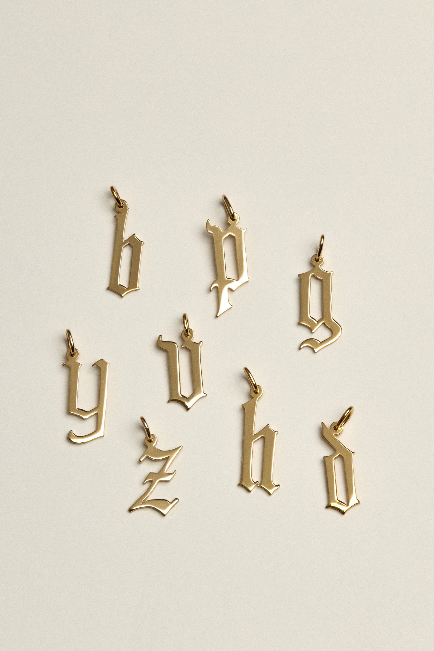 Large Gothic Letter Necklace | 9K White Gold