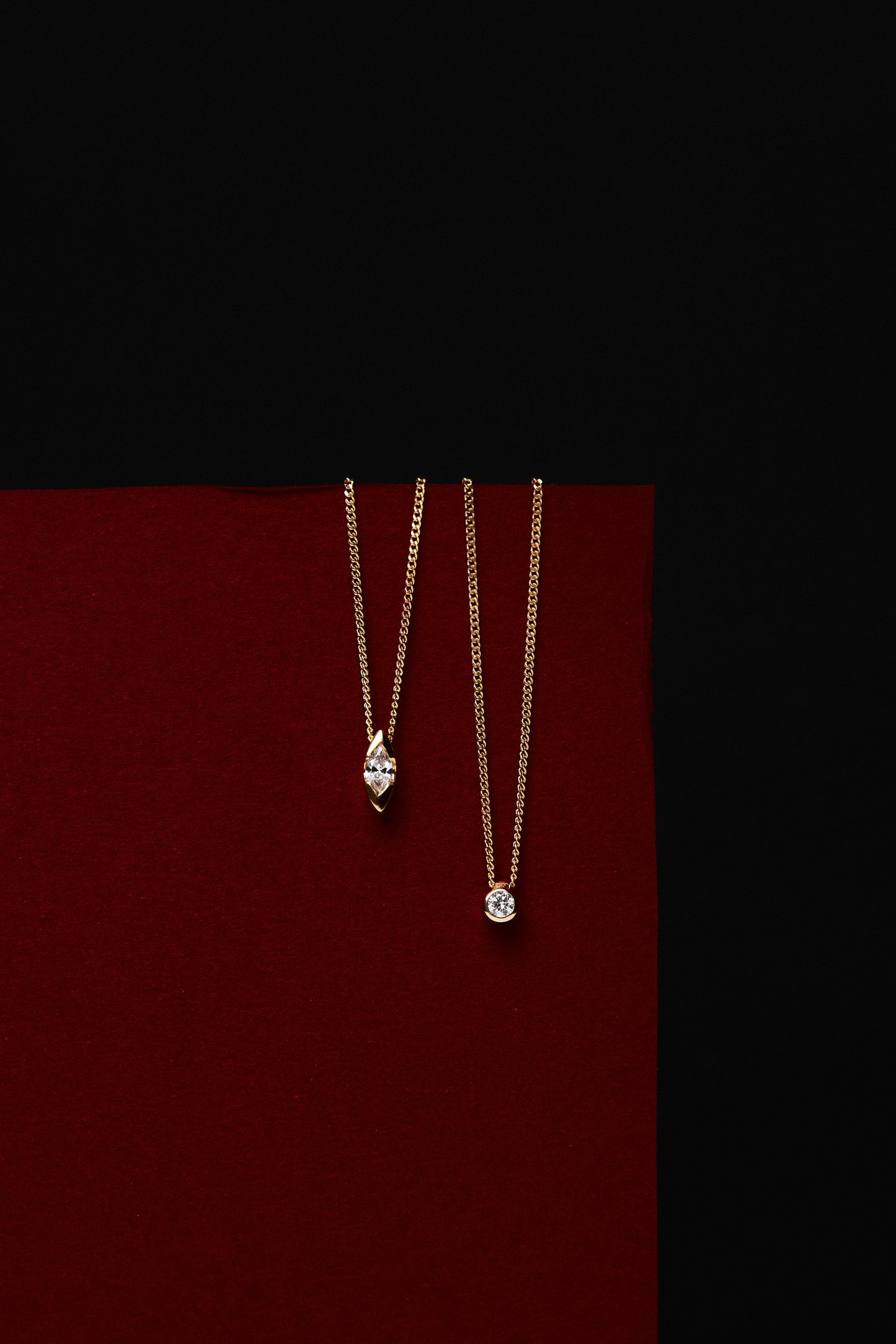 Mini Marquise Diamond Necklace | 9K Yellow or Rose Gold