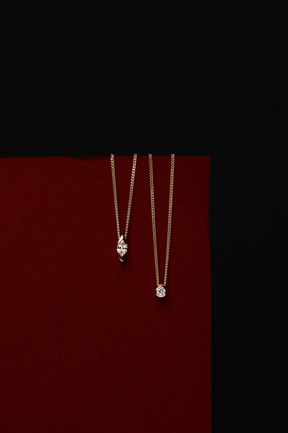 Mini Marquise Diamond Necklace | 9K Yellow or Rose Gold