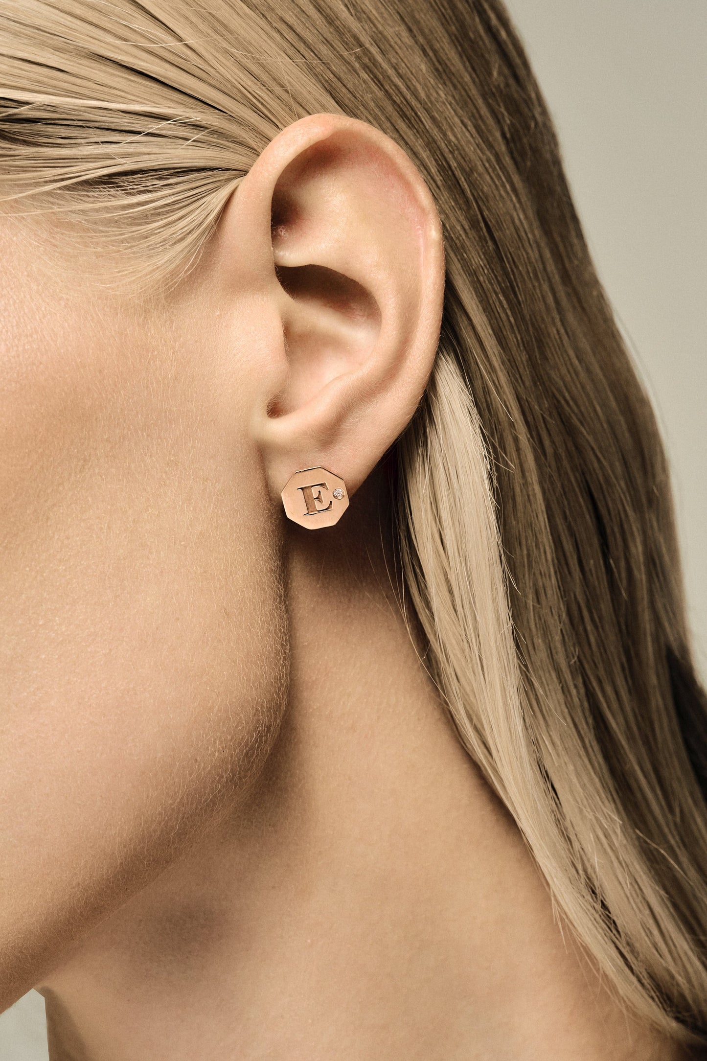 Letter Earrings | 9K Rose Gold