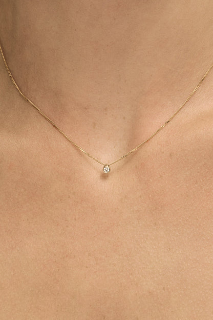 Mini Round Diamond Necklace | Gold