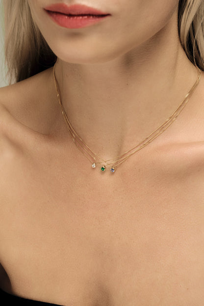 Mini Round Diamond Necklace | Gold