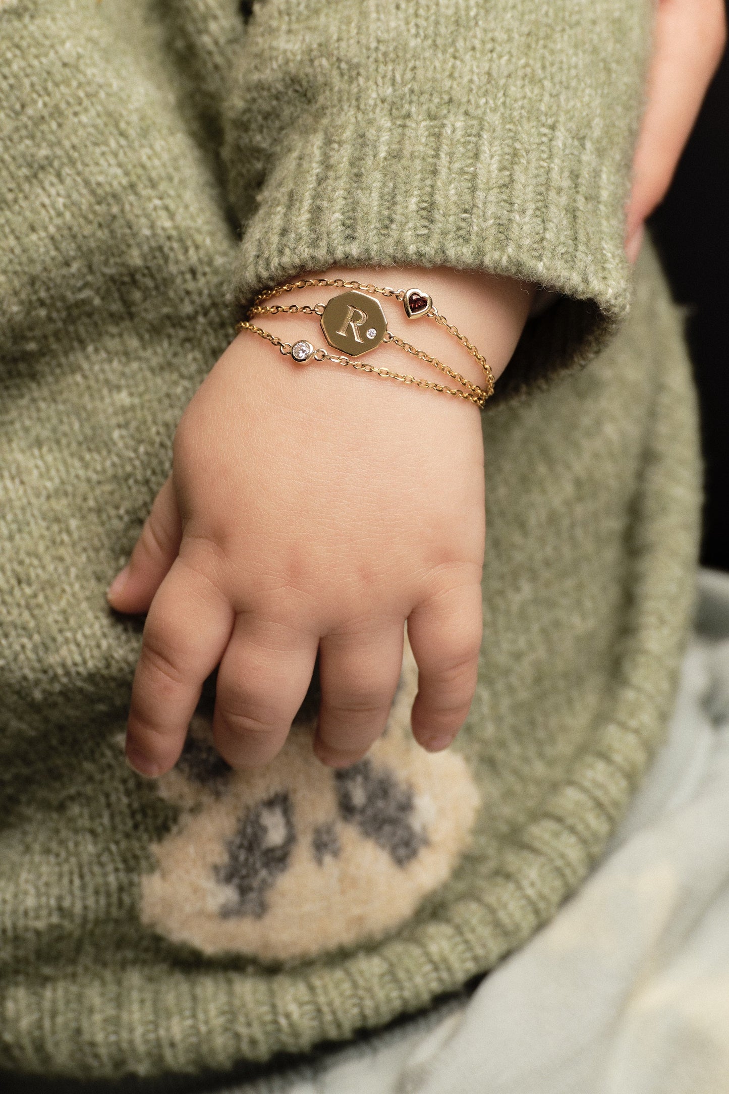 Baby Round Birthstone Bracelet | 9K White Gold