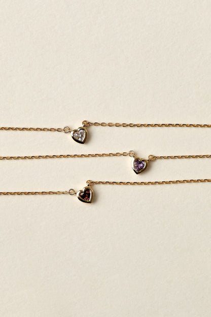 Heart Gemstone Necklace | 9K Yellow Gold