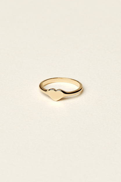 Mini Heart Signet Ring | Yellow Gold