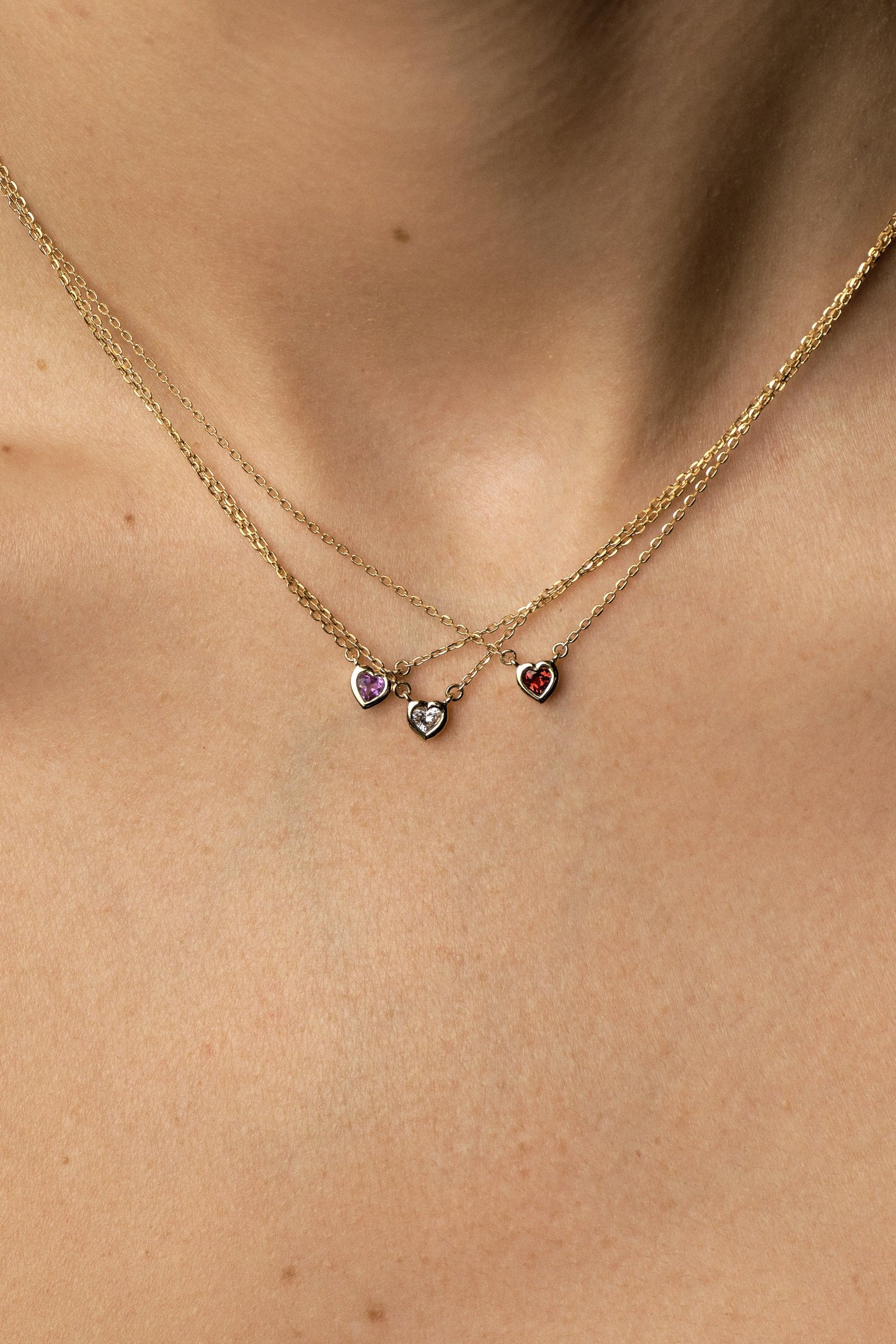 Heart Gemstone Necklace | 9K Yellow Gold