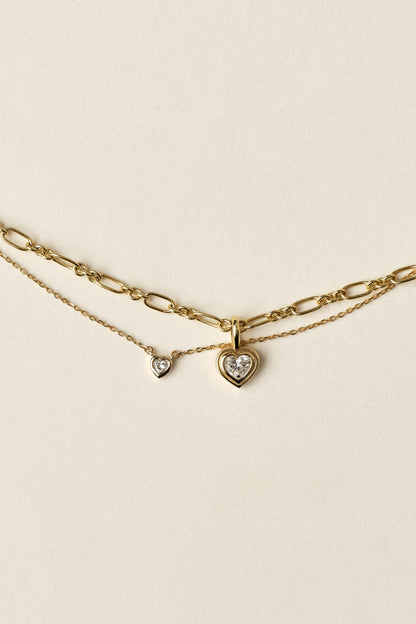Heart Gemstone Necklace | 9K Yellow Gold