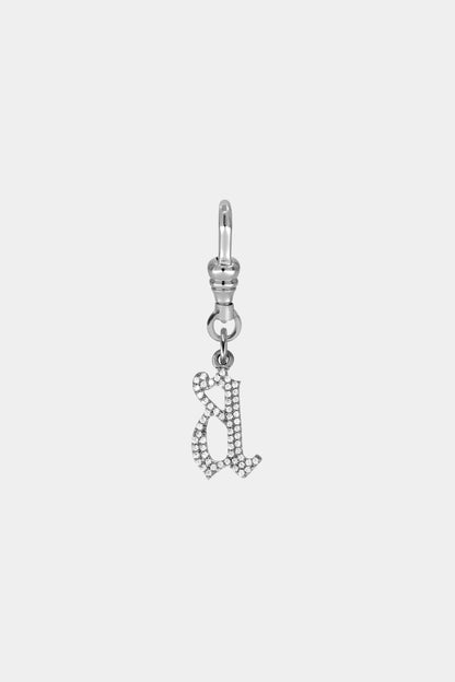 Large Diamond Gothic Letter Pendant | 18K White Gold
