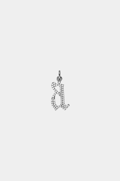 Large Diamond Gothic Letter Pendant | 18K White Gold