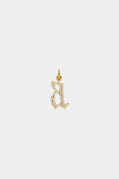 Large Diamond Gothic Letter Pendant | 18K Yellow Gold