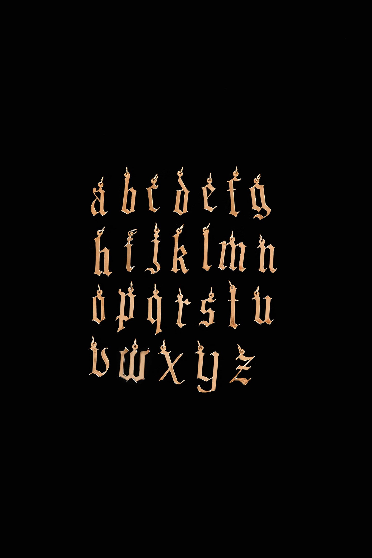 Large Gothic Letter Necklace | 9K Rose Gold