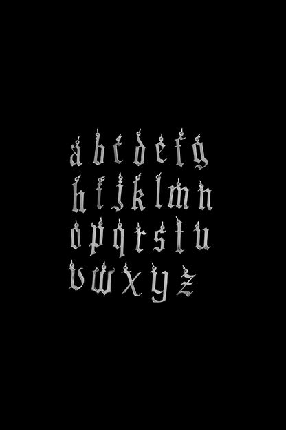 Large Gothic Letter Necklace | 9K White Gold