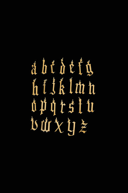 Large Gothic Letter Necklace | 9K Yellow Gold