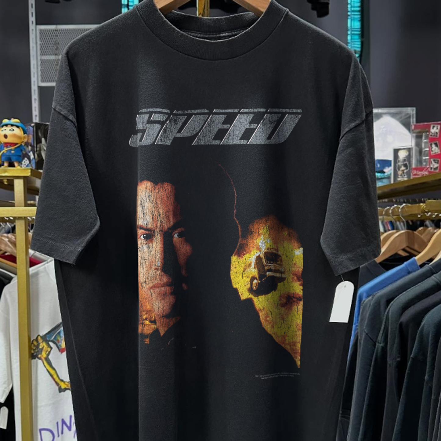 90s Speed Movie Promo Rare Washed Black T-Shirt